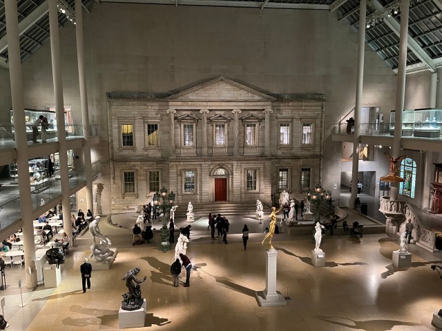 The American Wing sculpture hall at 6:30 PM
